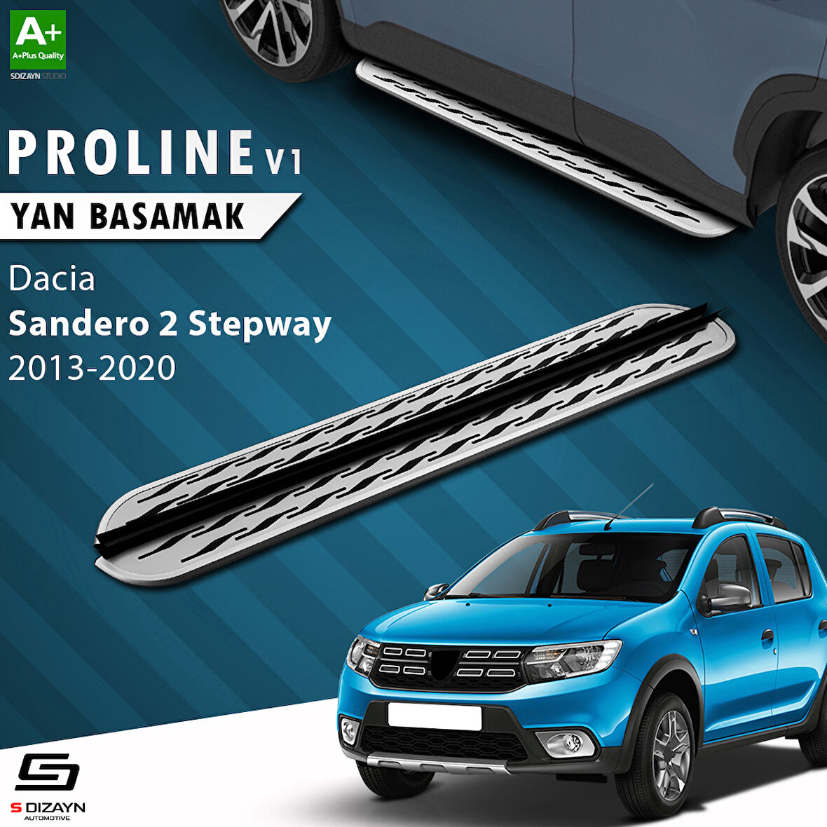S-Dizayn Dacia Sandero 2 Stepway OEM Still Pro V2 Aluminyum Yan Basamak 173 Cm 2013-2020 A+ Kalite