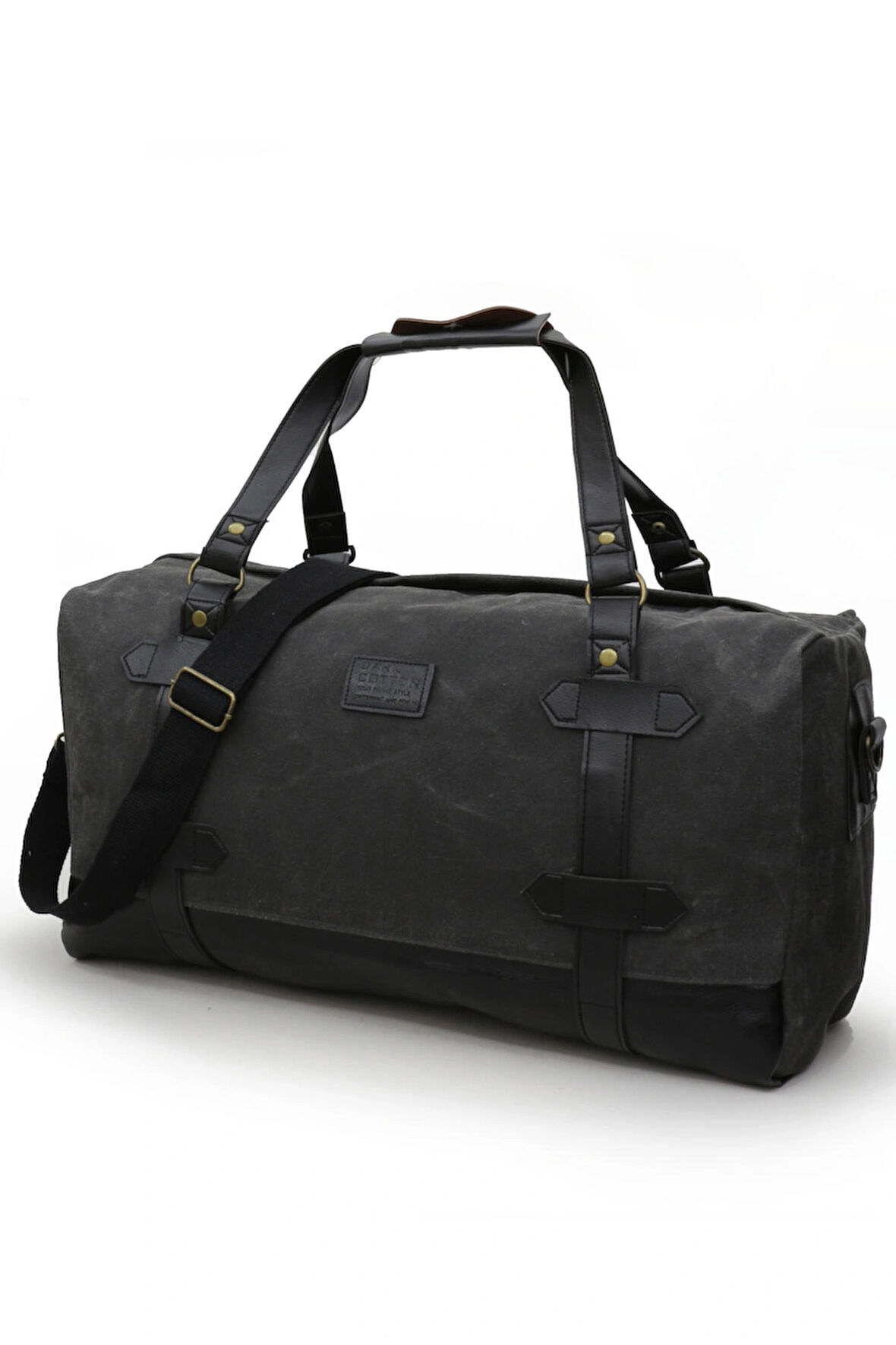 DARK COTTON 7104 Siyah Seyahat, Spor Suya Dayanıklı Kanvas Çantası, Hafta Sonu Çantası El Çantası