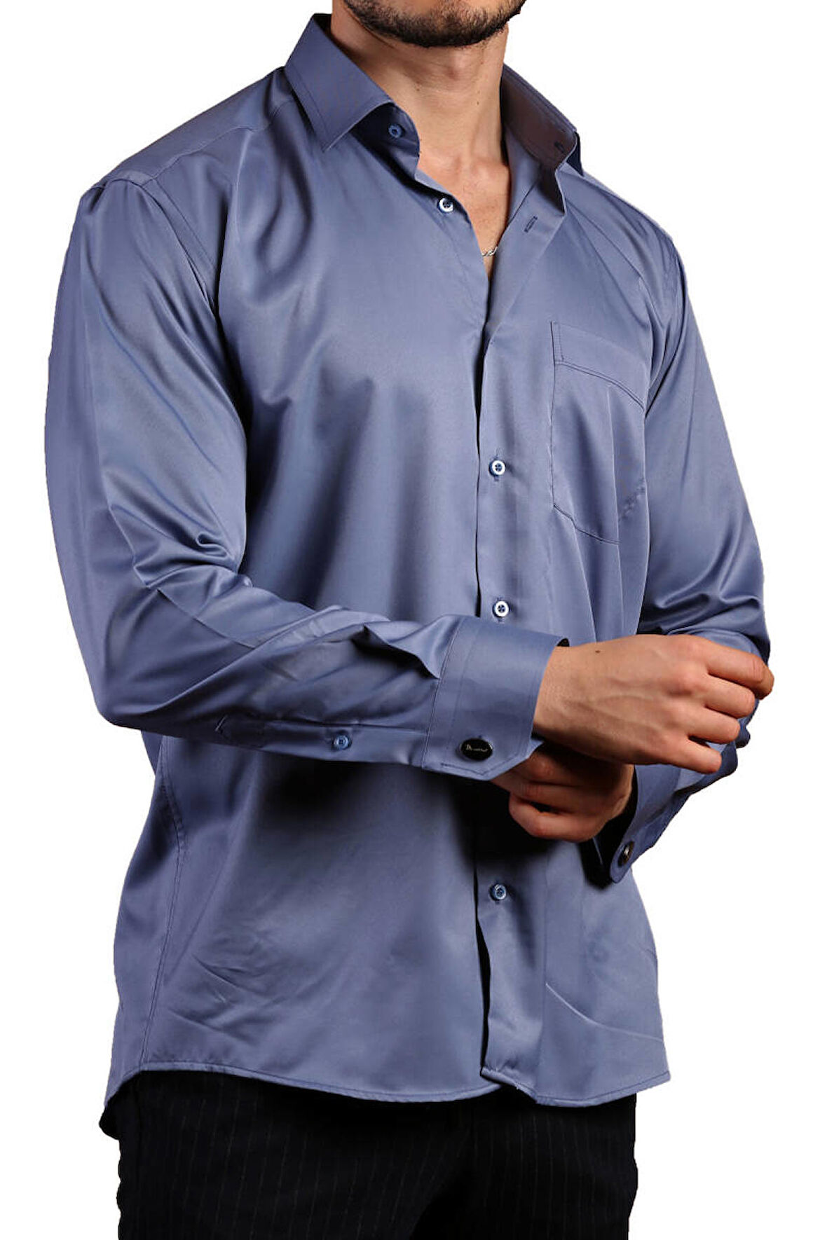 İndigo Rahat Kesim Micro Kumaş Kol Düğmeli Regular Fit Erkek Gömlek - 190-5