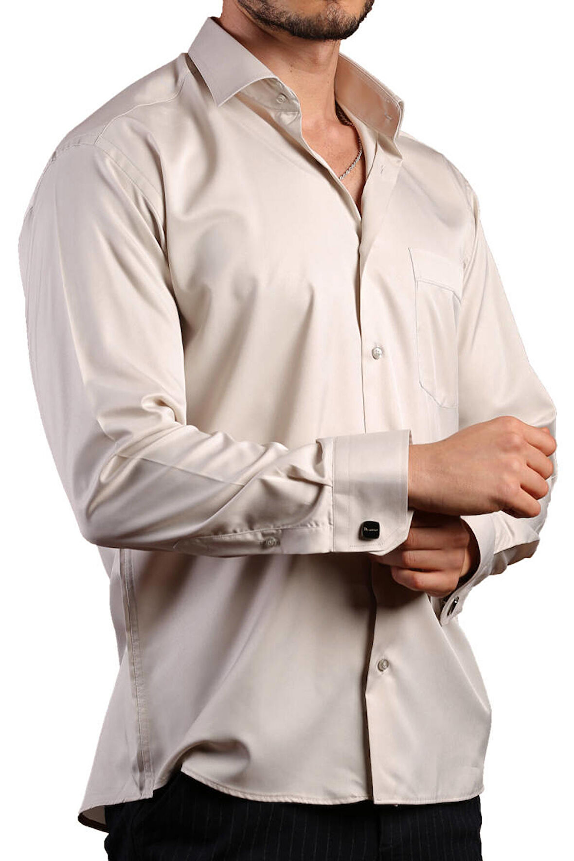 Açık Gri Rahat Kesim Micro Kumaş Kol Düğmeli Regular Fit Erkek Gömlek - 190-9