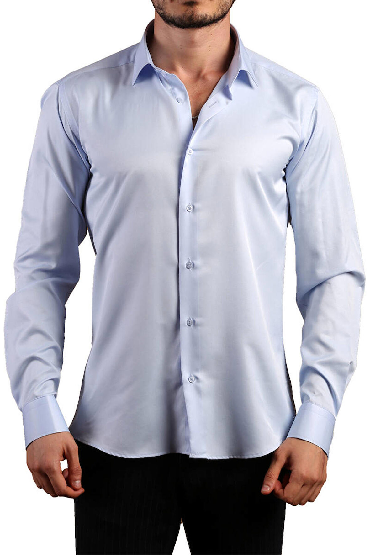 Mavi 8 Drop Ekstra Uzun Kol Dar Kesim Micro Kumaş Kol Düğmeli Slim Fit Erkek Gömlek - 197-4