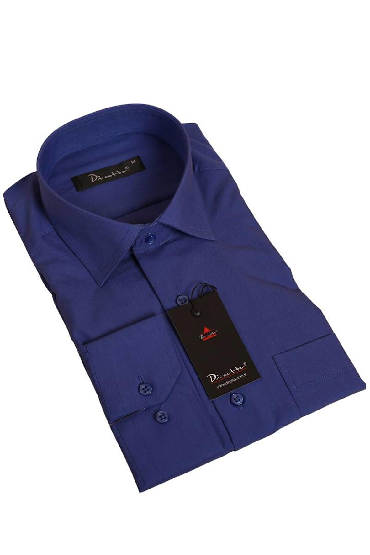 Saks Mavi Rahat Kesim Cepli Uzun Kol Regular Fit Erkek Gömlek  - 150-28