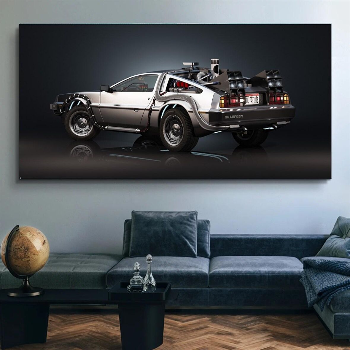 DCCA0134 - DeLorean DMC-12 / Back to the Future Panoramik Kanvas Tablo - 80 x 40 cm