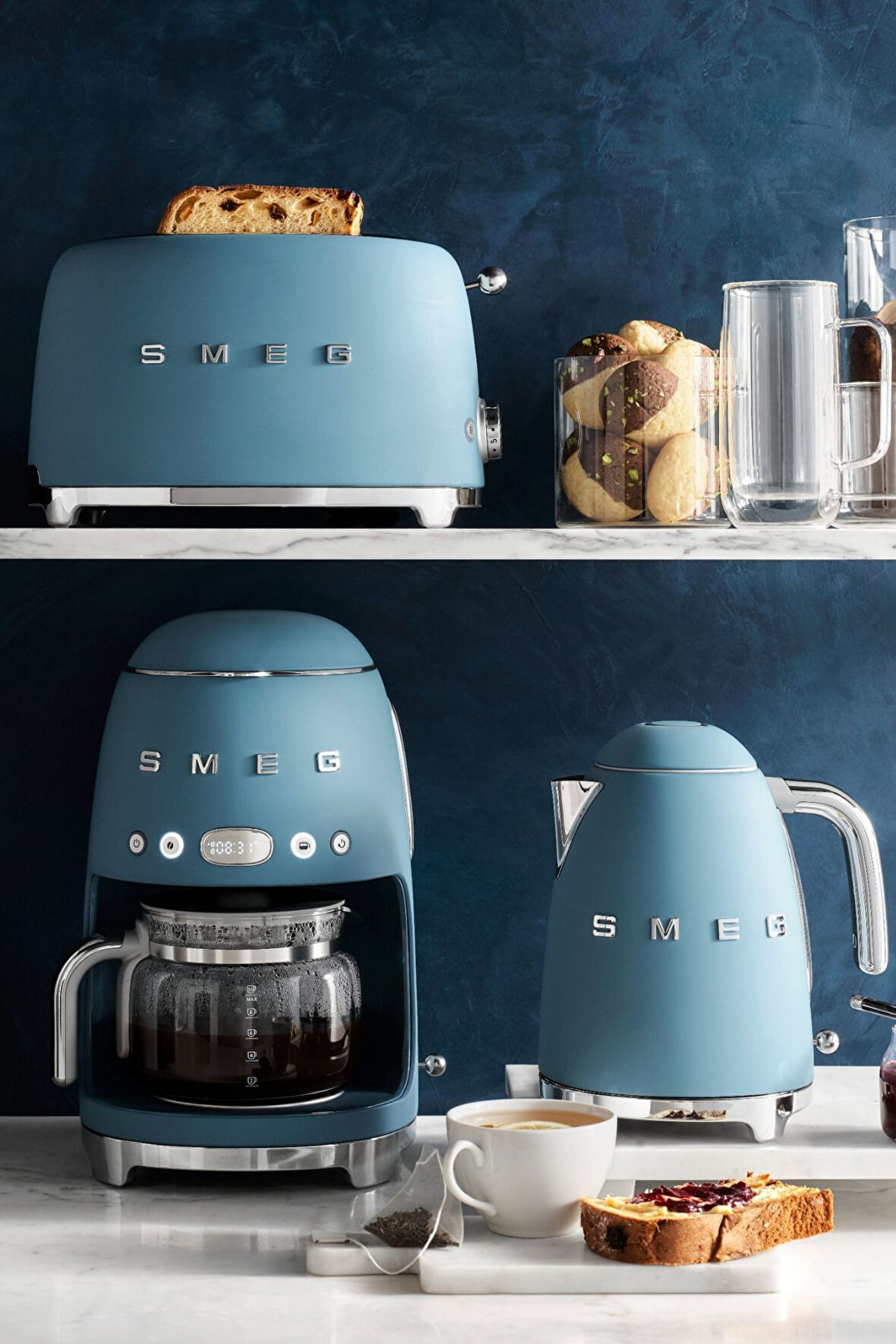 Mat Storm Blue® Özel Seri Kettle & 1x2 Ekmek Kızartma Makinesi ve Filtre Kahve Makine Seti