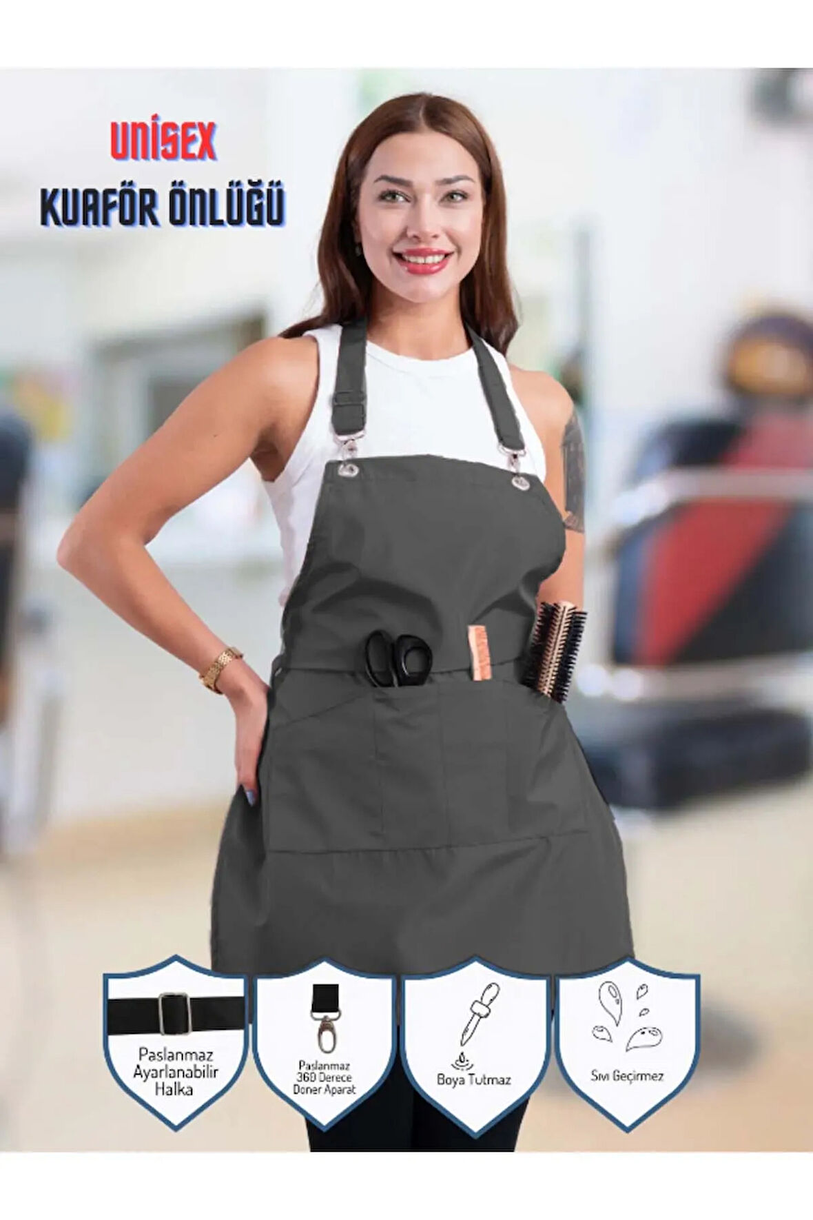 Boya ve Leke Tutmaz, Su Geçirmez Önlük, Master Chef Önlüğü, Çok Amaçlı Önlük, Kuaför Önlüğü, Mutfak Önlüğü, Aşçı Önlüğü