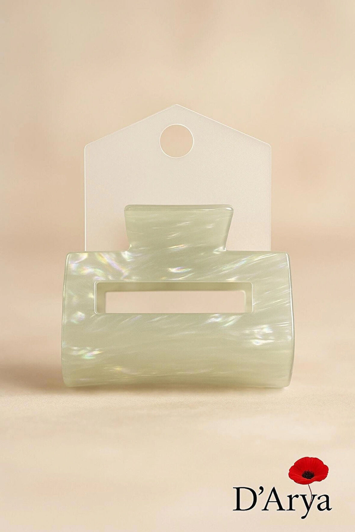 DD522 Yeşil Sedefli Saç Kelepçesi (8 cm) Mandal Toka