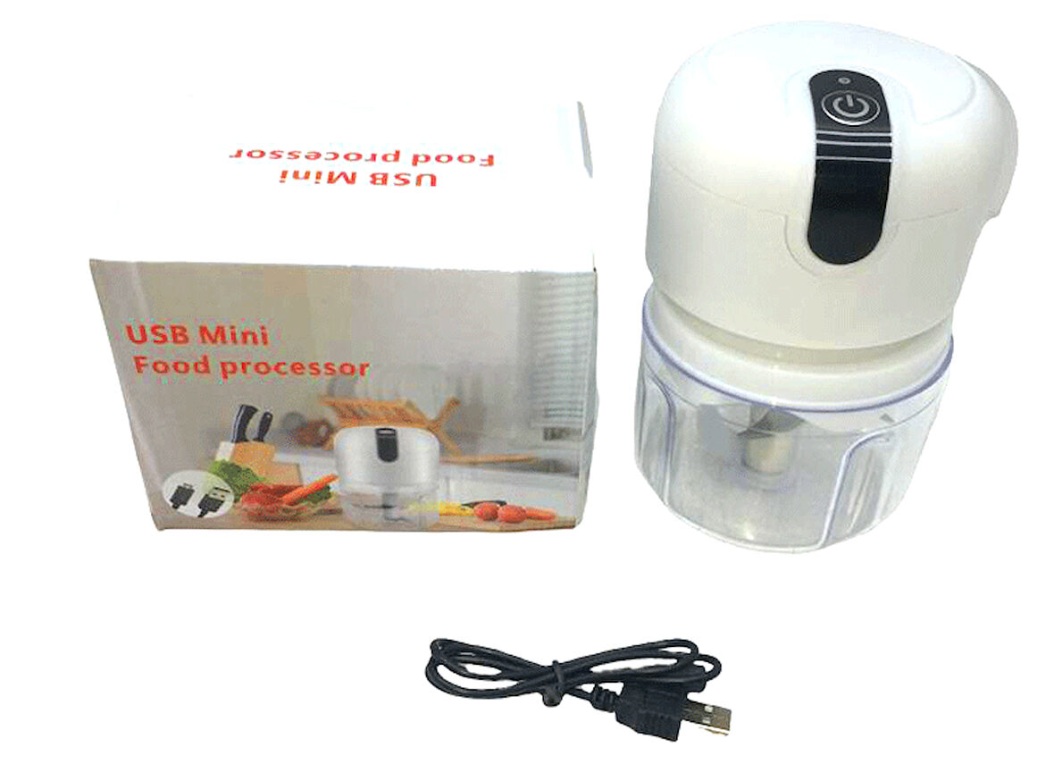 USB MİNİ FOOD PROCESSOR USB ŞARJLI MİNİ 3 BIÇAK BLENDER RONDO DOĞRAYICI 250ML (4172)