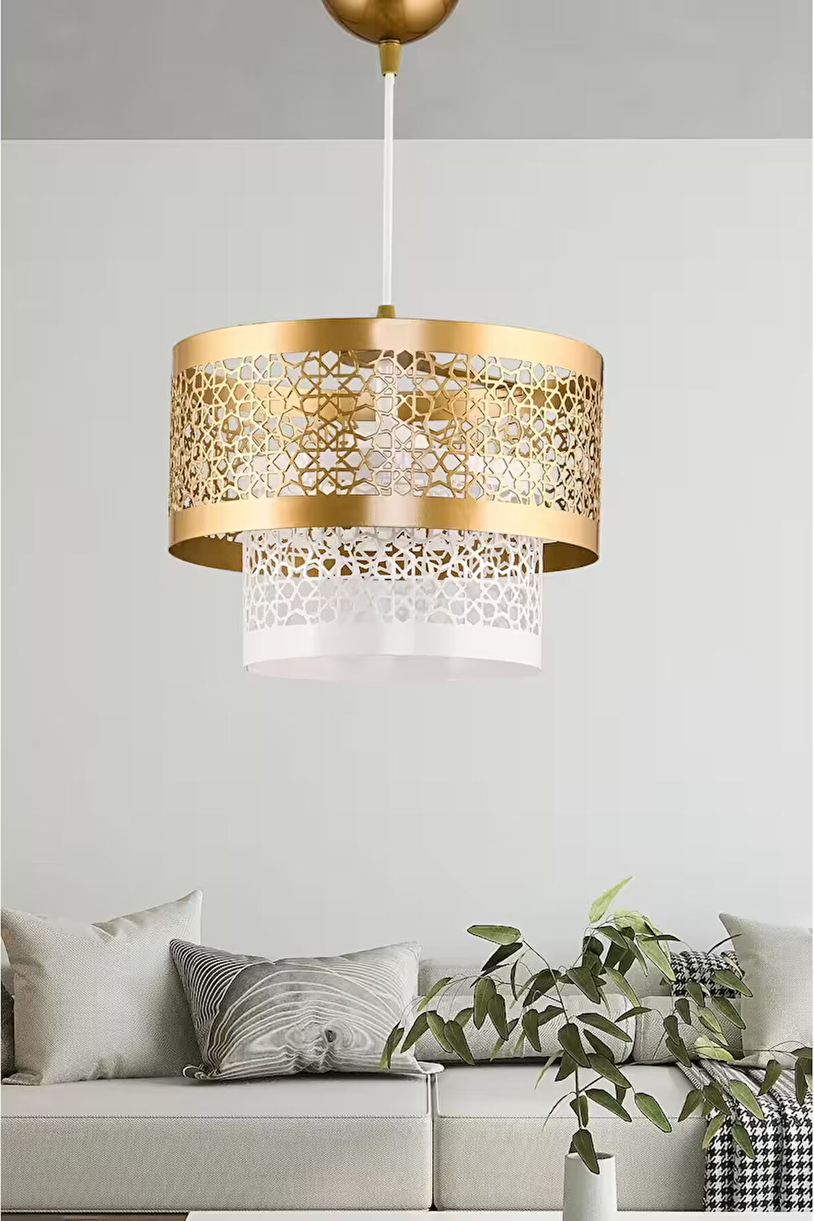 İKİ KATLI METAL SARKIT PASTA AVİZE