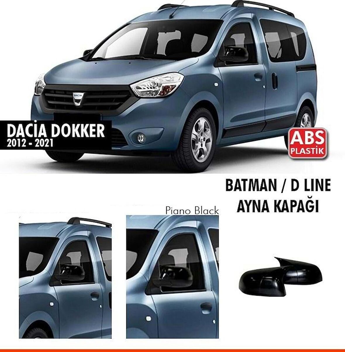 Daica Dokker Araca Özel Batman Yarasa Ayna Kapağı Pianoblack