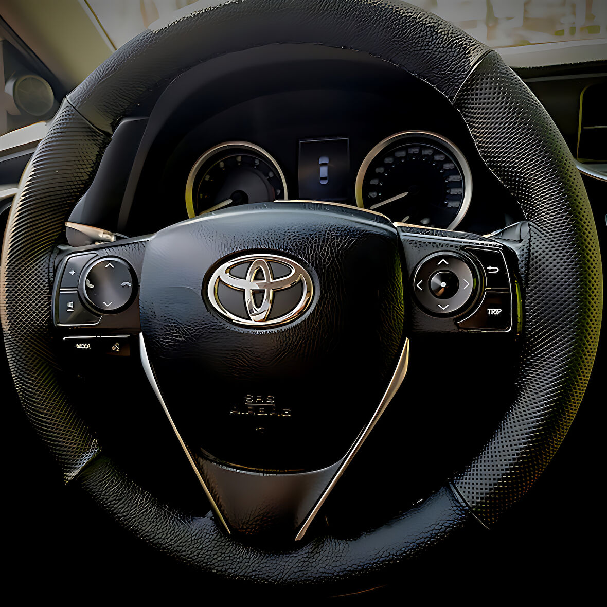 DİKİŞLİ DİREKSİYON KILIFI İTHAL SİYAH DERİ NOKTALI DERİ SİYAH DİKİŞLİ TOYOTA COROLLA İÇİN