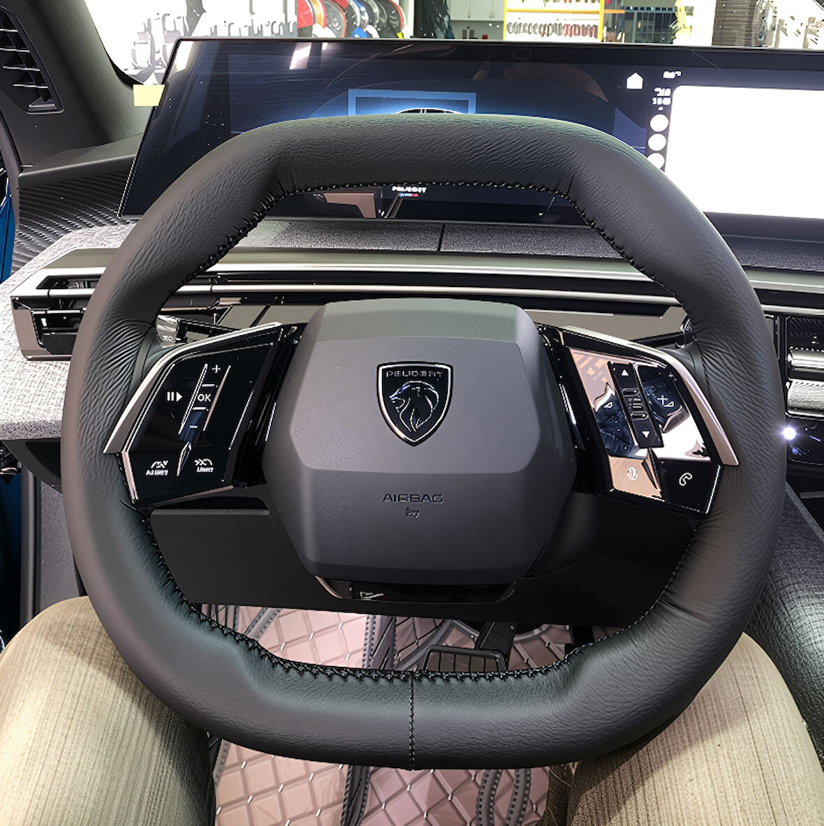 DİKİŞLİ DİREKSİYON KILIFI İTHAL SİYAH DERİ SİYAH DİKİŞLİ PEUGEOT 3008 2008 İÇİN