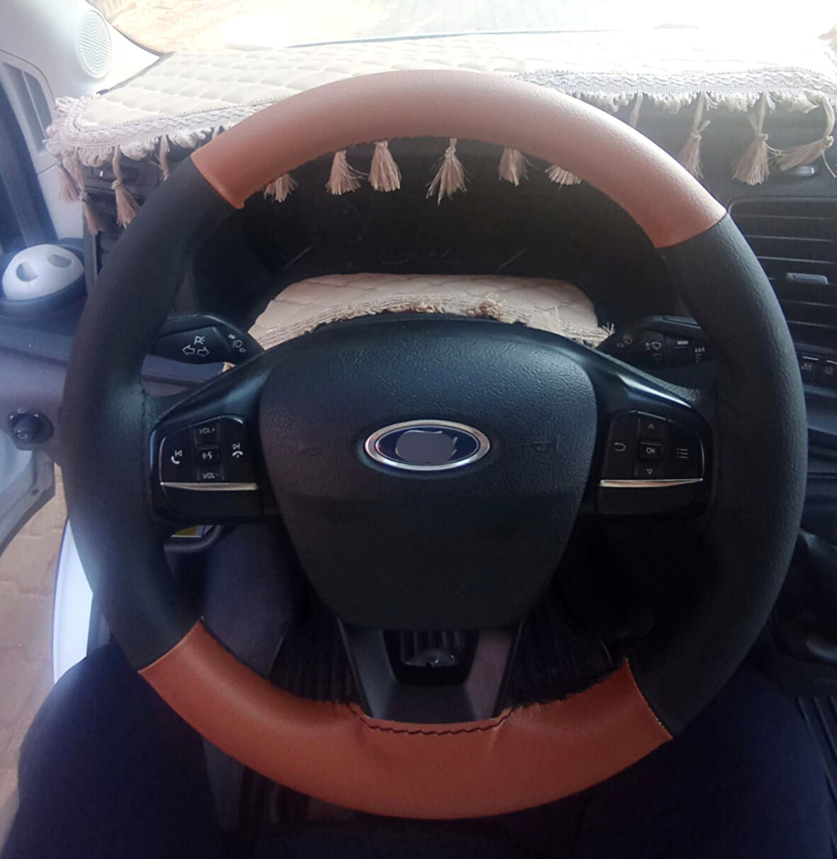 DİKİŞLİ DİREKSİYON KILIFI SİYAH DERİ TABA DERİ SİYAH DİKİŞLİ F.O.R.D. TRANSİT İCİN