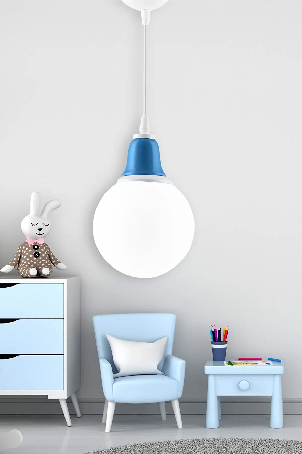 Tekli Colores Sarkıt Avize Mavi Seramikli Dekoratif Aydınlatma