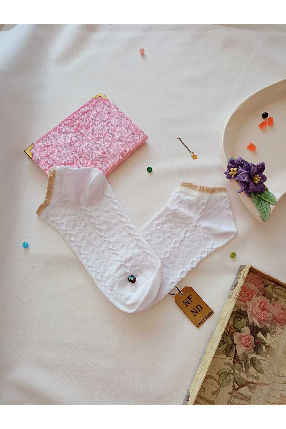 BURUN DİKİŞSİZ PATİK ÇORAP YUMUŞAK KADIN PAMUKLU KISA KONÇ DESENLİ 36-40 TEK ADET