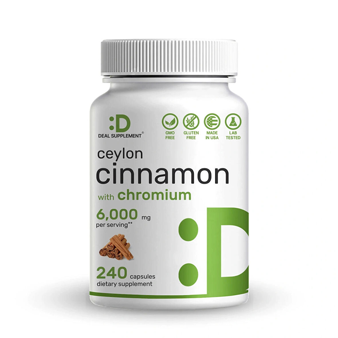 Deal Supplement Ceylon Cinnamon 6,000mg with Chromium 1,000mcg Per Serving, 240 Caps