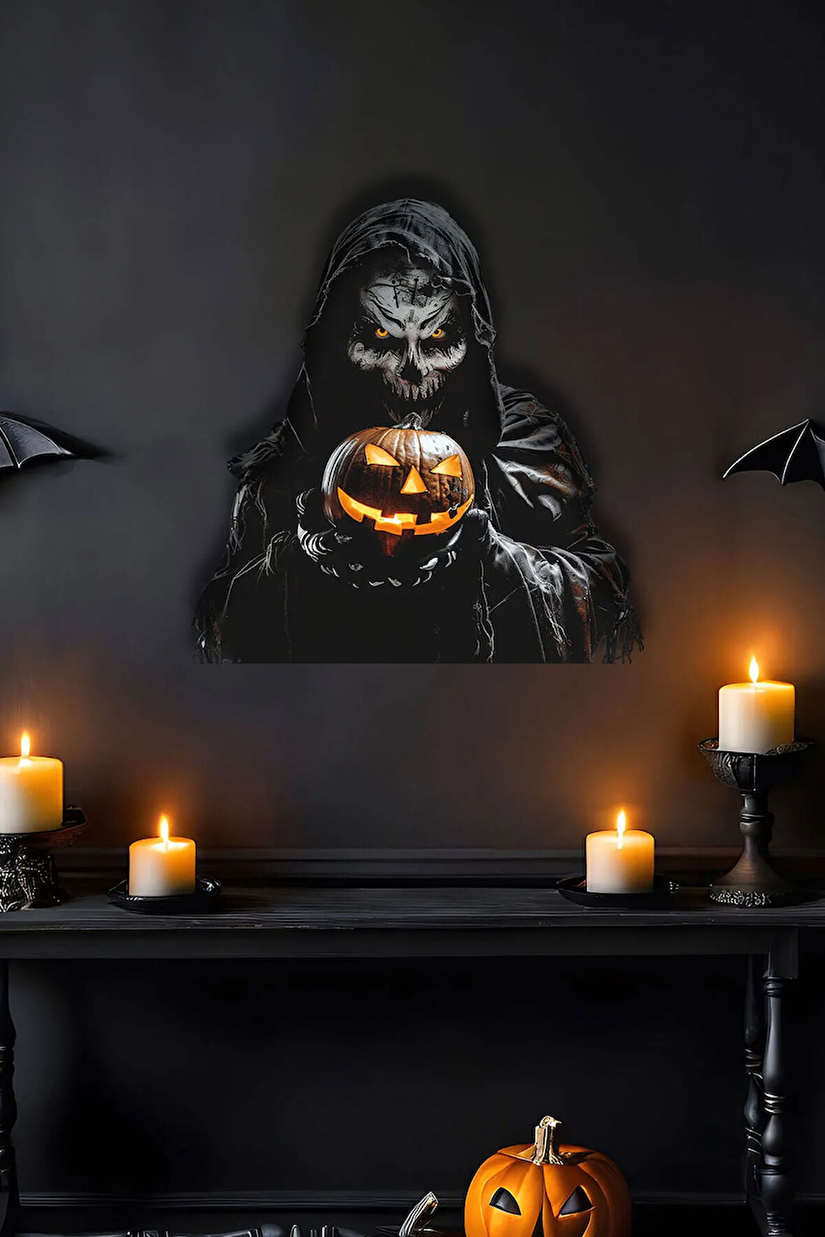 Halloween Korkunç Işıklı Metal Tablo