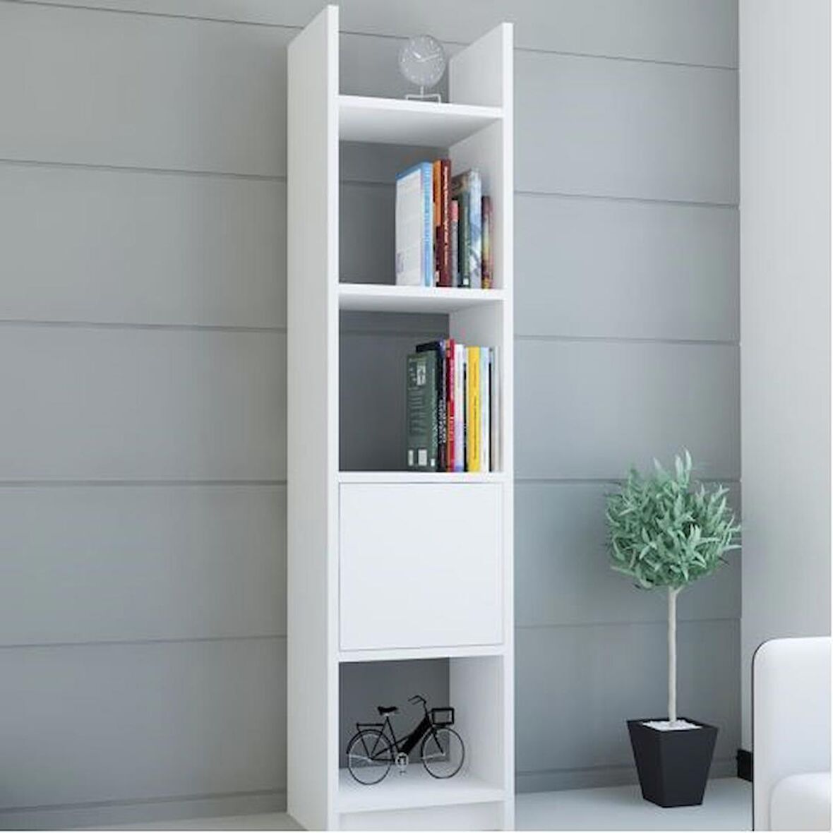Kitaplık Elips 103 Tekli Beyaz