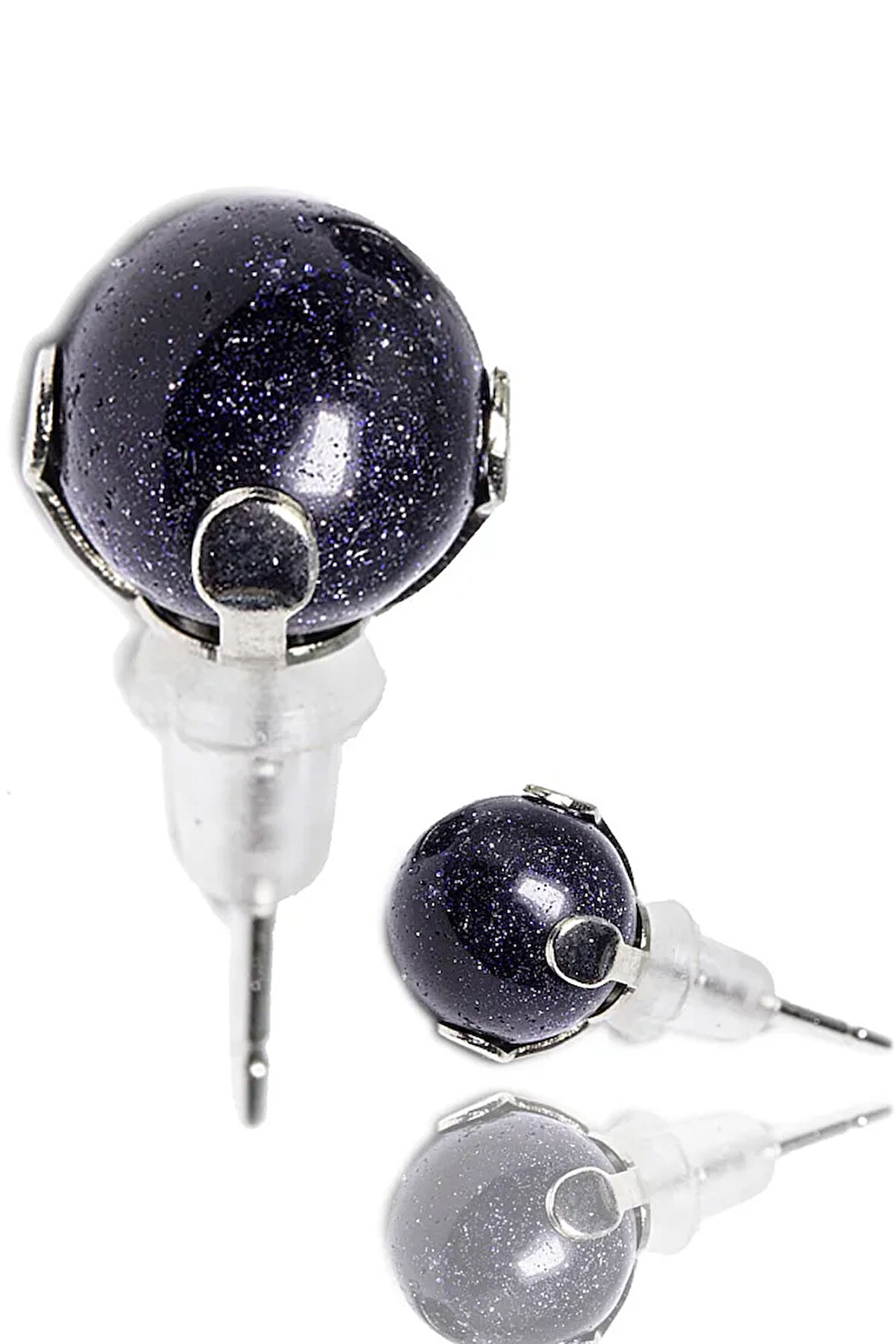 Sertifikalı Doğal Mavi Yıldız Taşı Nokta Doğal Taş Küpe