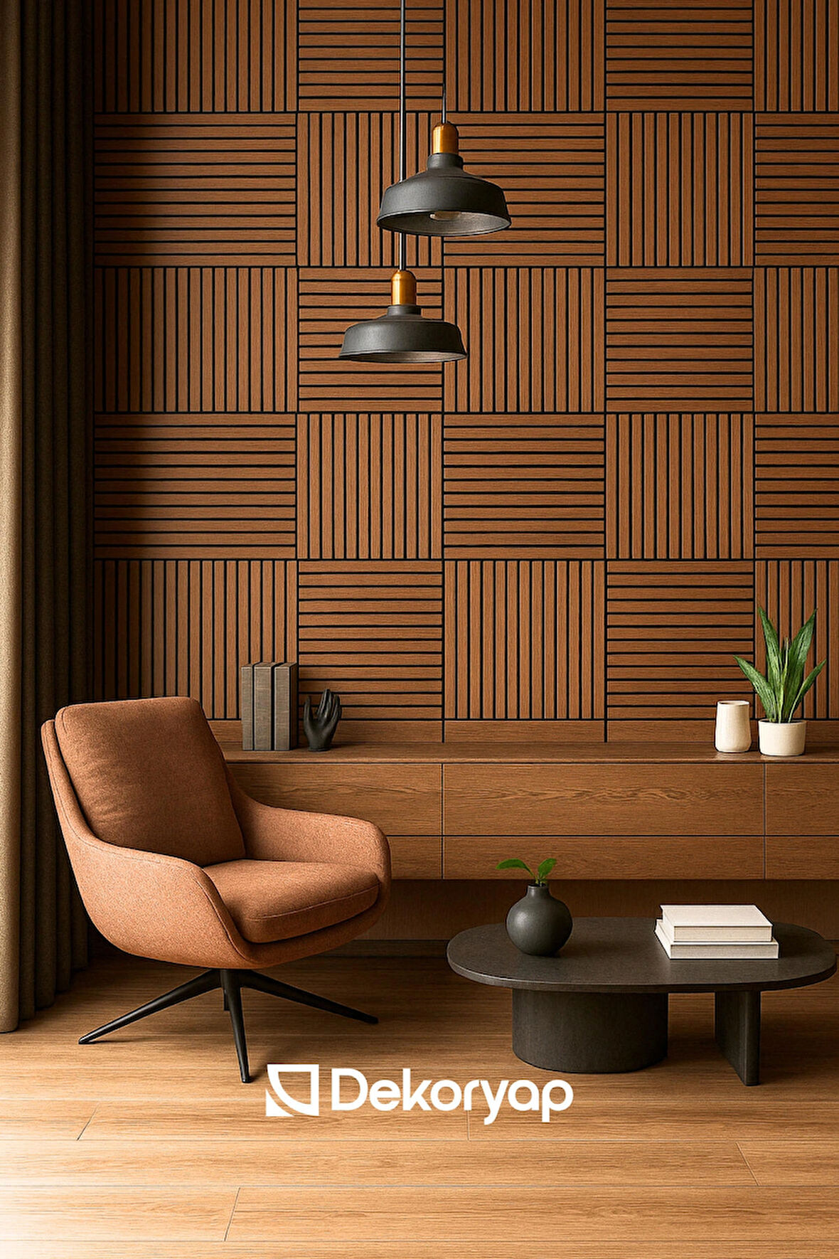 Dekoryap Kare Mdf Çıtalı Akustik Duvar Paneli 60x60 CM