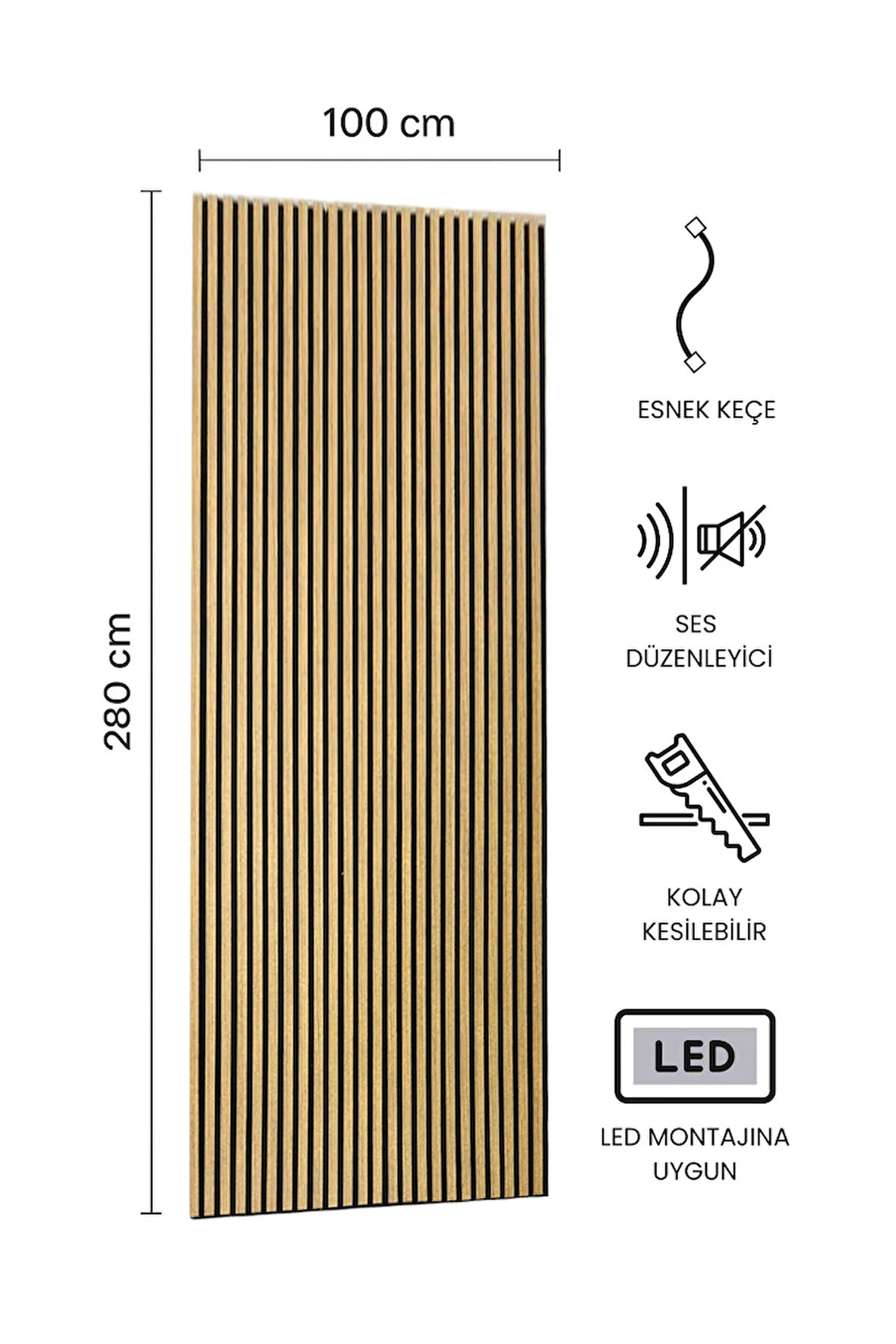 AKUSTİK DUVAR PANELİ TEAK 100 x 280 CM