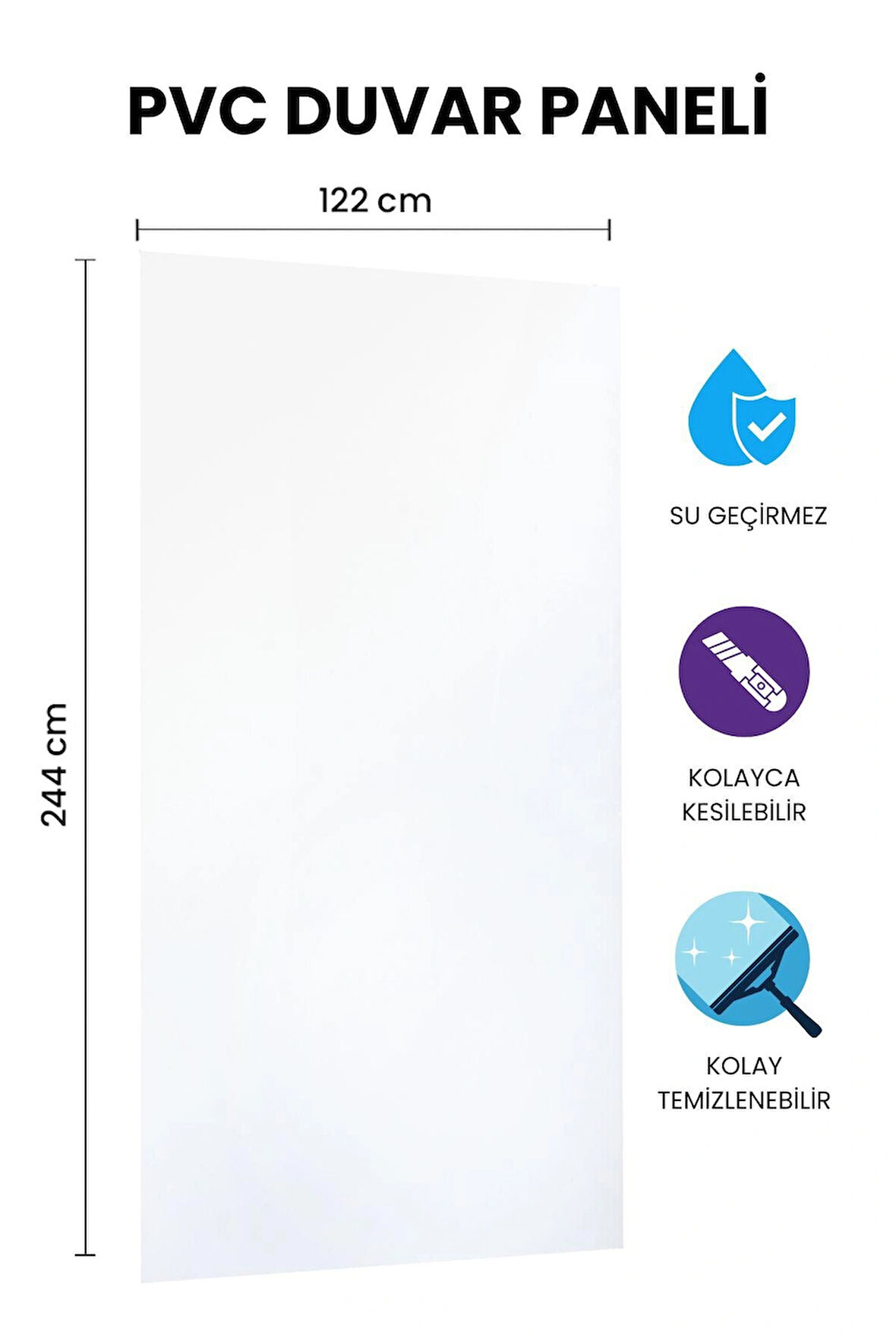 WHITE BELGIUM ONE Düz Beyaz PVC Panel 122 x 244 CM
