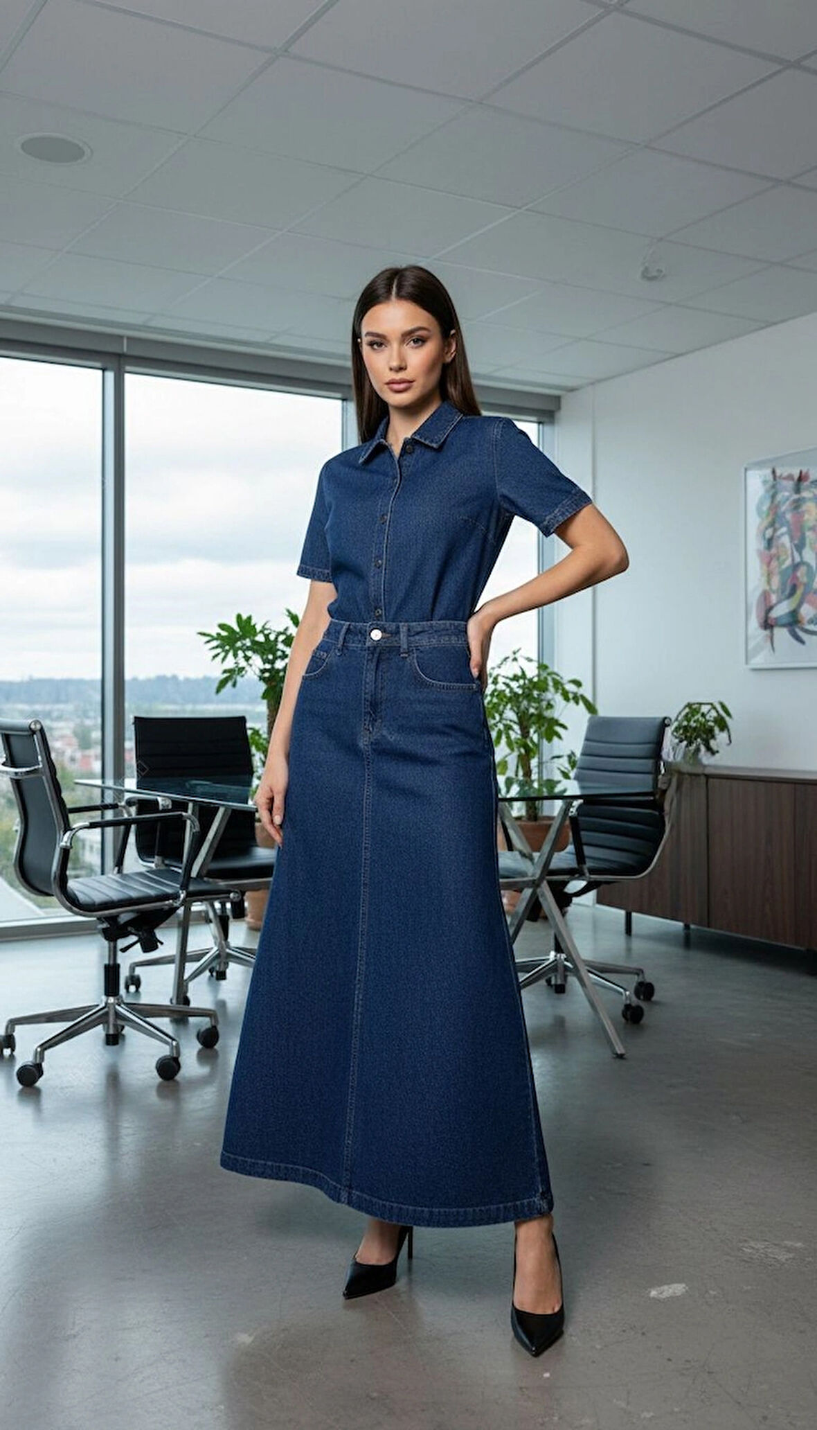 Dema Kadın Denim Pamuklu Çan Etek