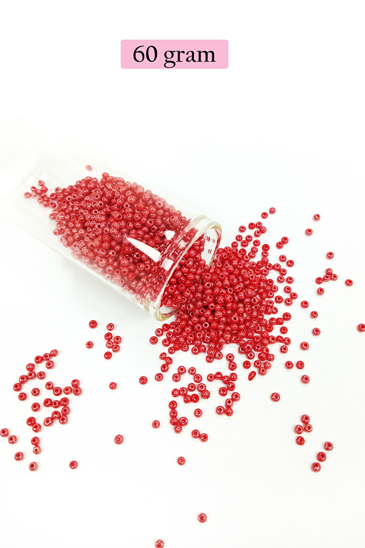 Dökme Cam Kum Boncuk (11/0) 2 mm - 60 Gram -  Kırmızı - BNC039