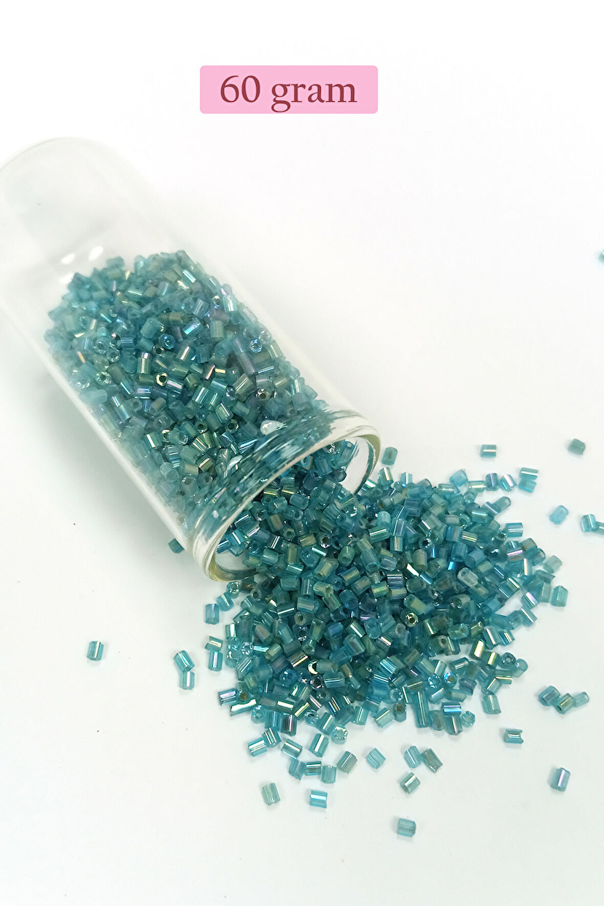 Kesme Cam Boncuk 2mm - 60 Gram - Şeffaf Çam Yeşili - BNC380