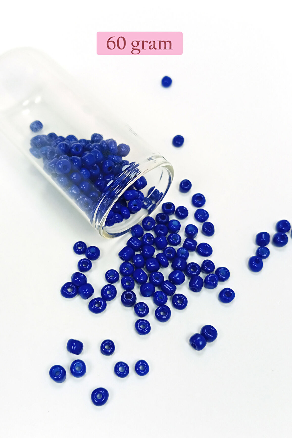 Dökme Cam Kum Boncuk Büyük Boy (6/0) 4 mm - 60 Gram - Koyu Mavi - BNC139