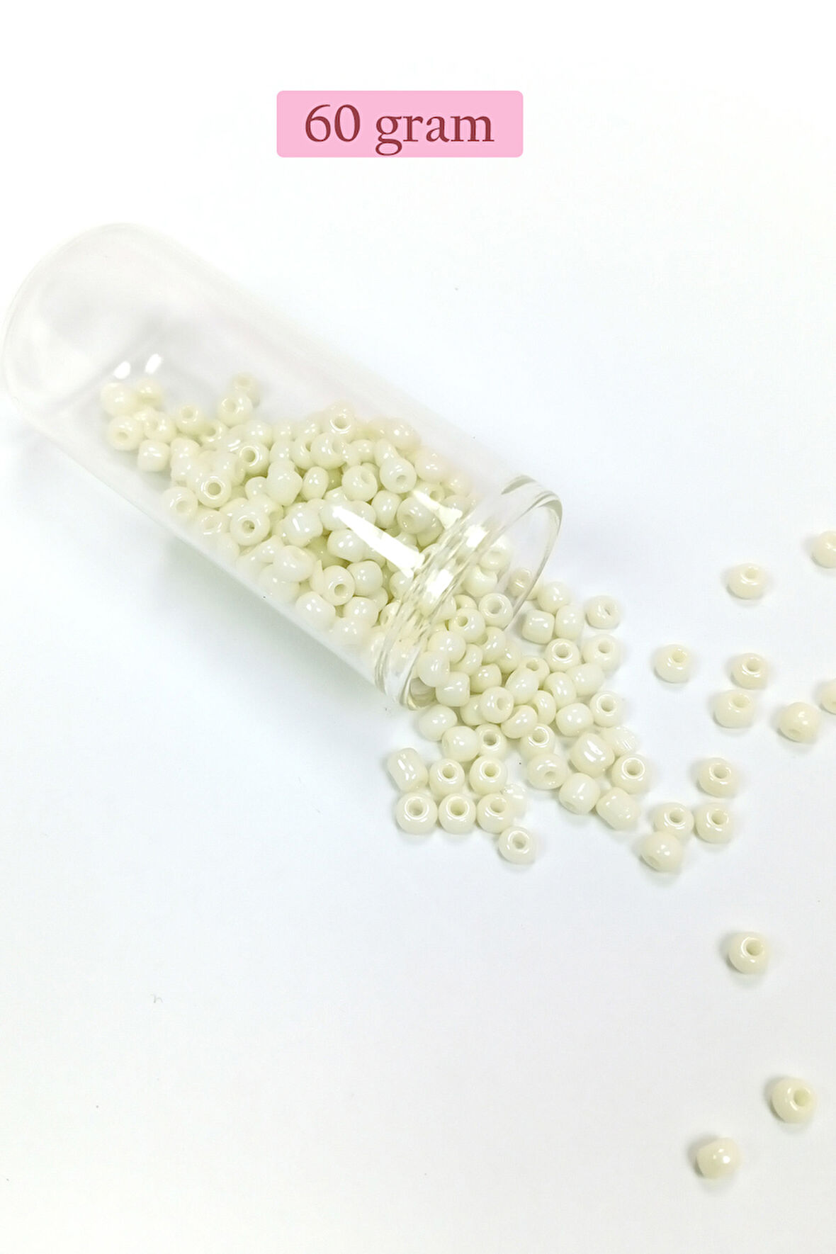 Dökme Cam Kum Boncuk Büyük Boy (6/0) 4 mm - 60 Gram - Krem - BNC107