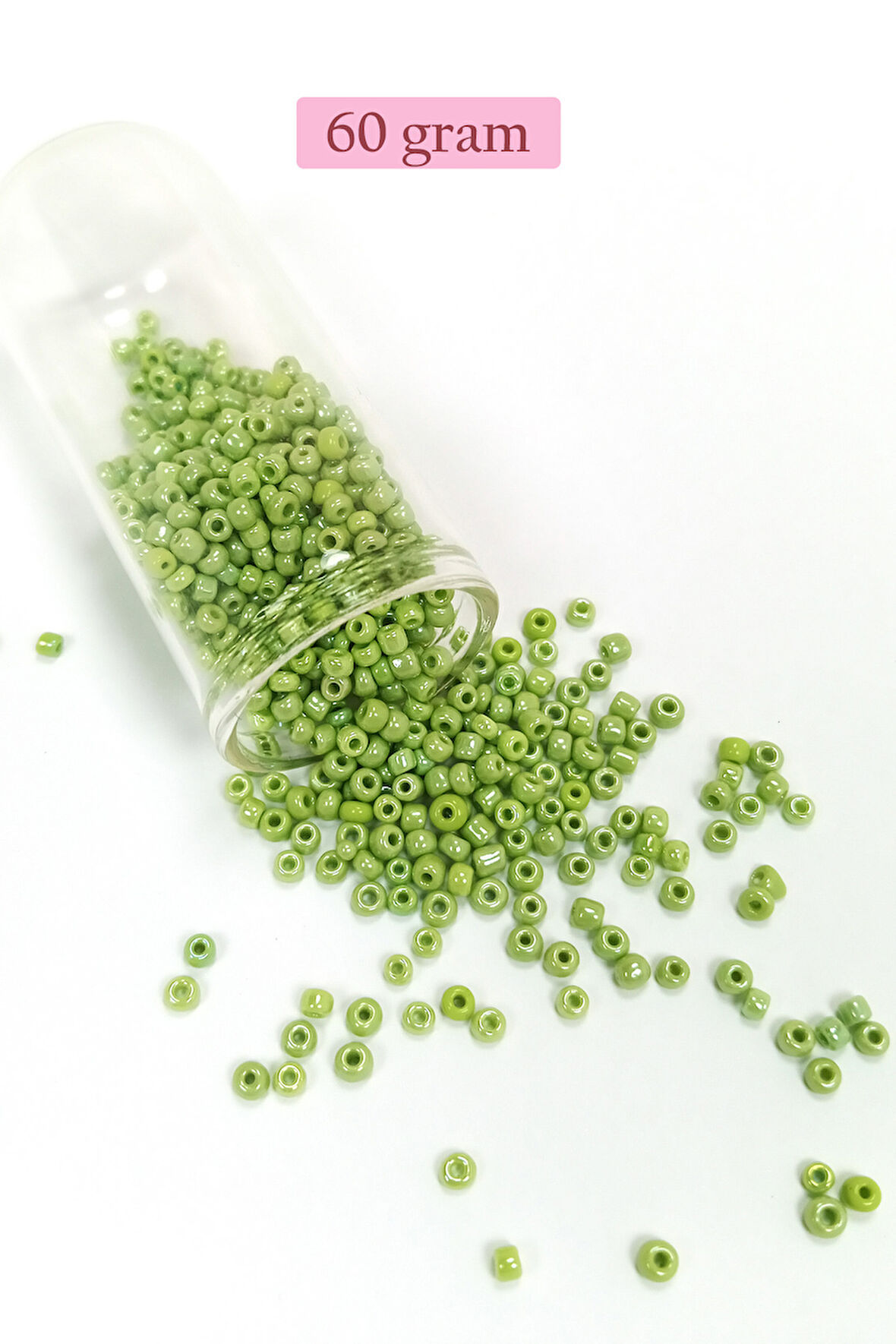 Dökme Cam Kum Boncuk (8/0) 3 mm - 60 Gram - Çimen Yeşili - BNC193