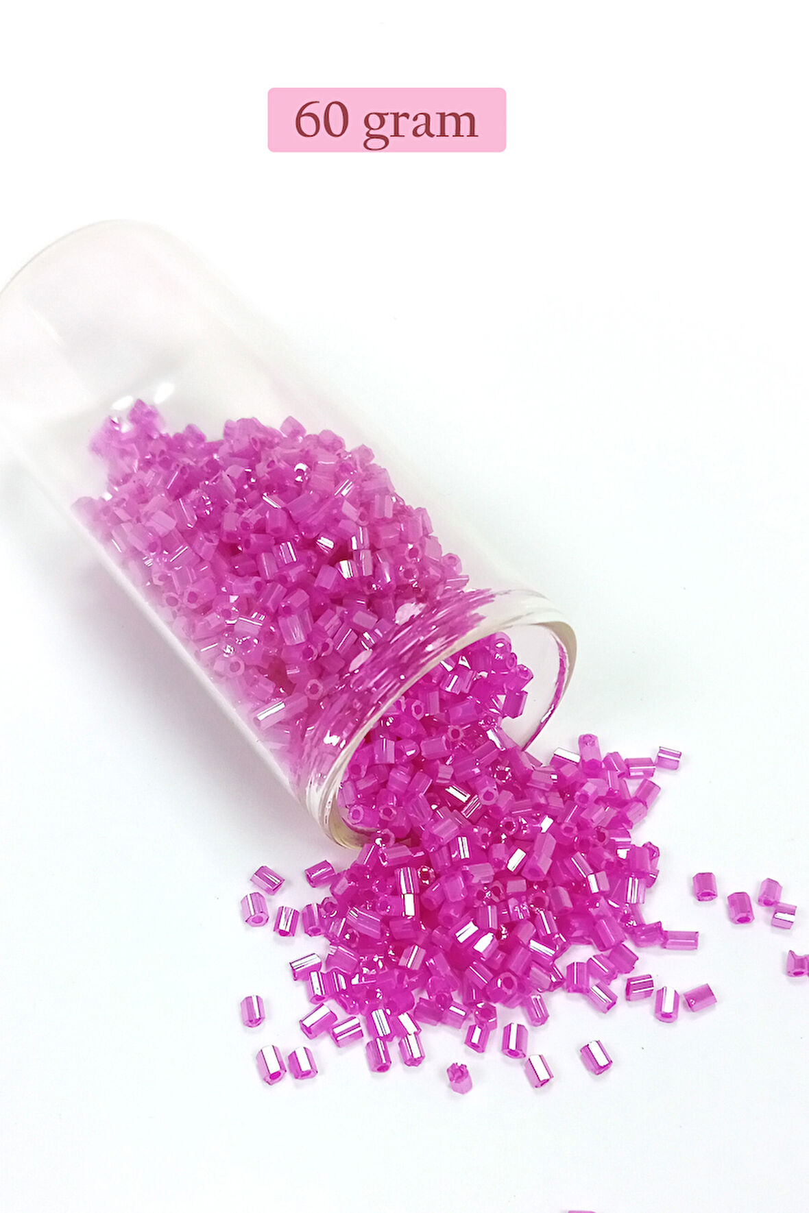 Kesme Cam Boncuk 2mm - 60 Gram - Şeffaf Fuşya - BNC363