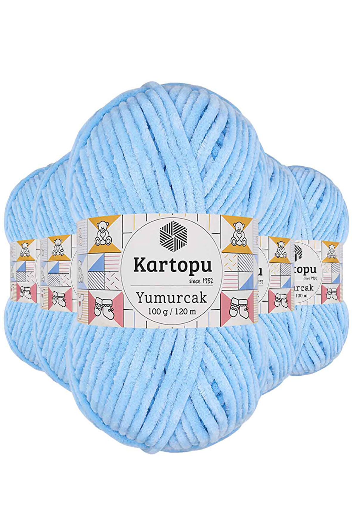 5 Adet Yumurcak Kadife El Örgü İpi Mavi K540