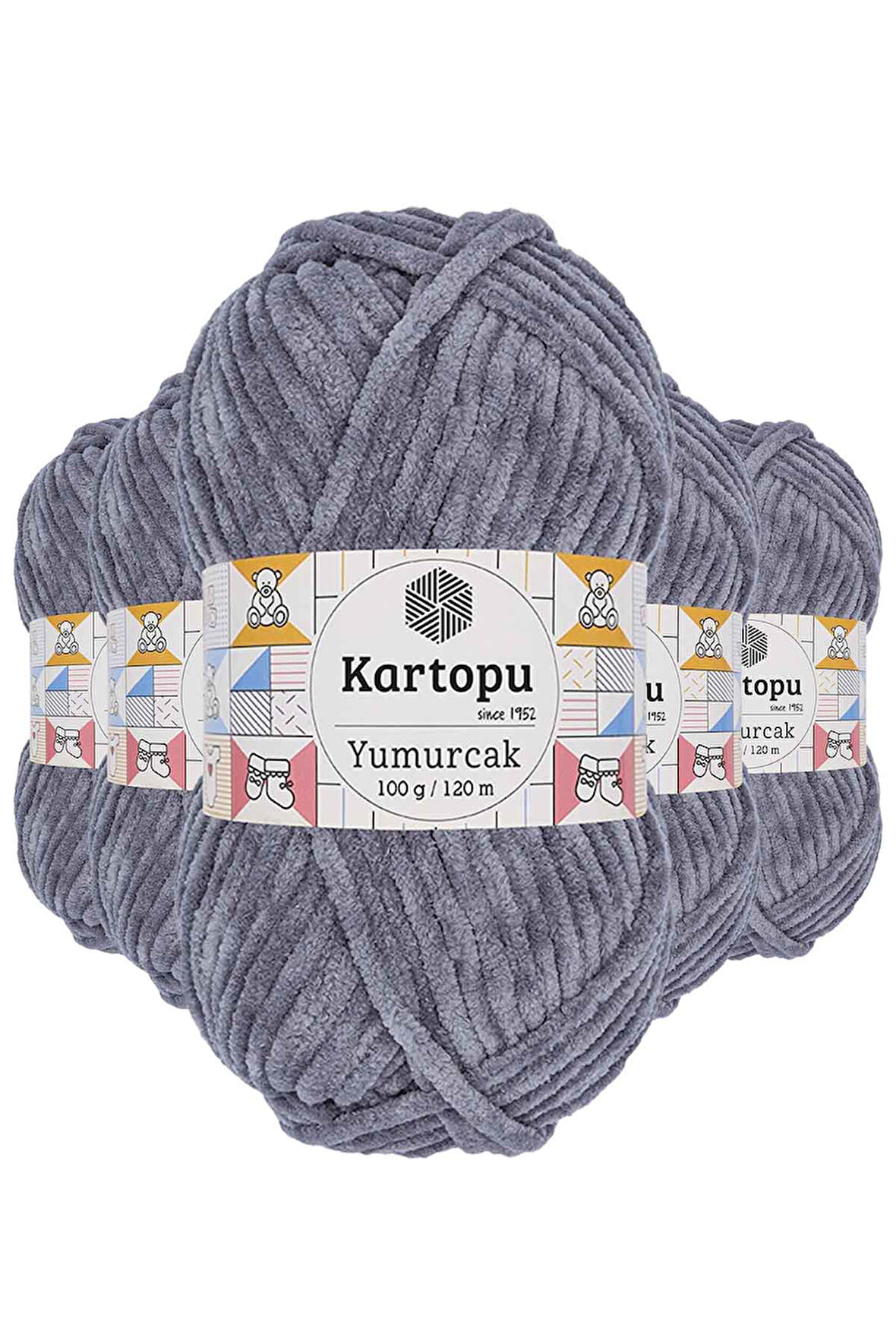 5 Adet Yumurcak Kadife El Örgü İpi Koyu Gri K951