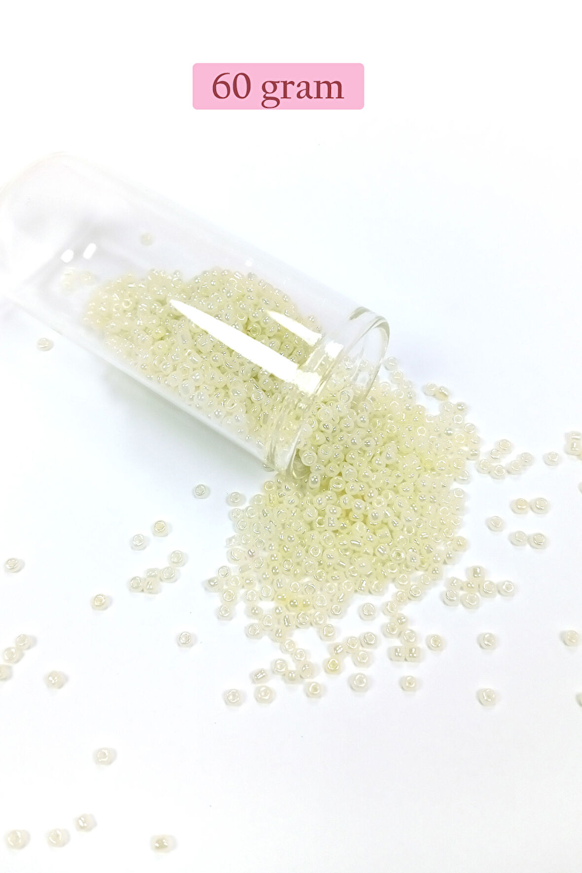 Dökme Cam Kum Boncuk (11/0) 2 mm - 60 Gram -  Krem - BNC047
