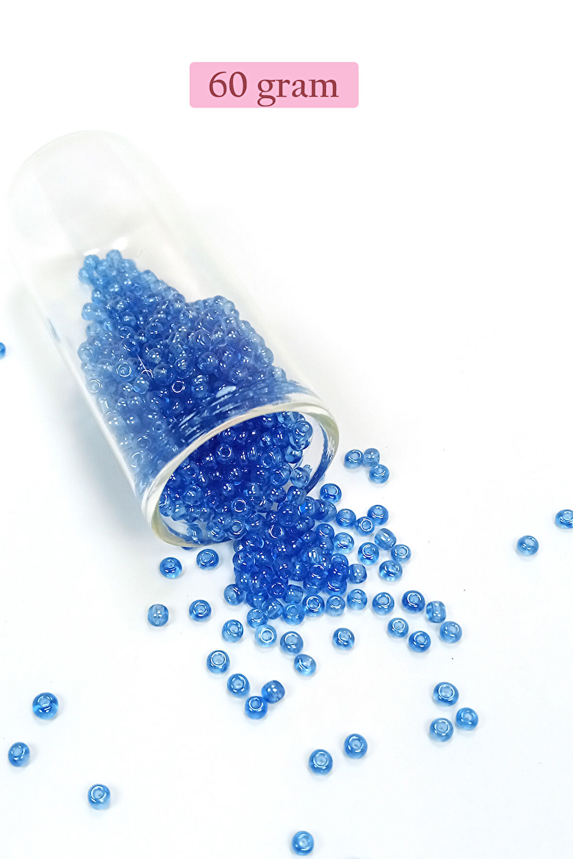 Dökme Cam Kum Boncuk (8/0) 3 mm - 60 Gram - Şeffaf Açık Mavi - BNC204