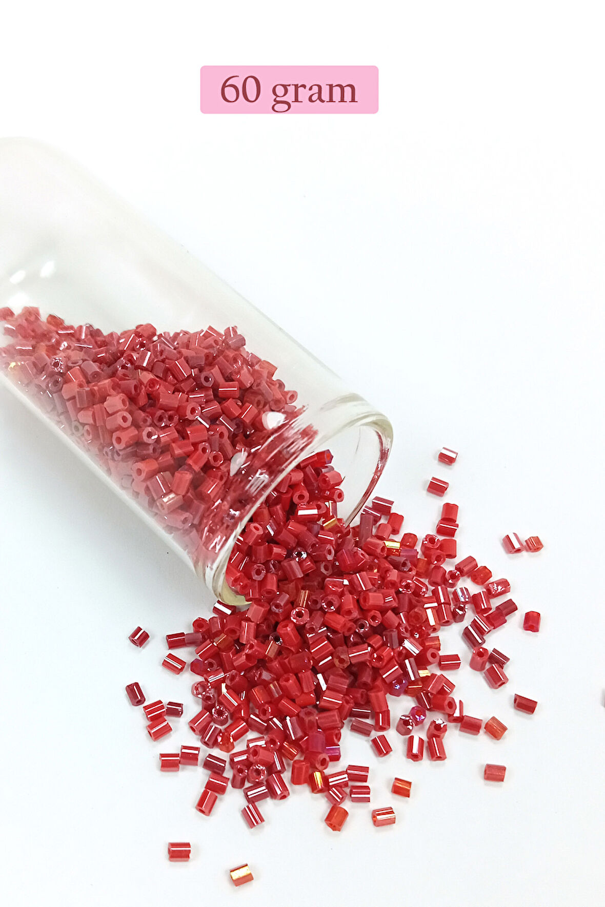 Kesme Cam Boncuk 2mm - 60 Gram - Koyu Kırmızı - BNC370