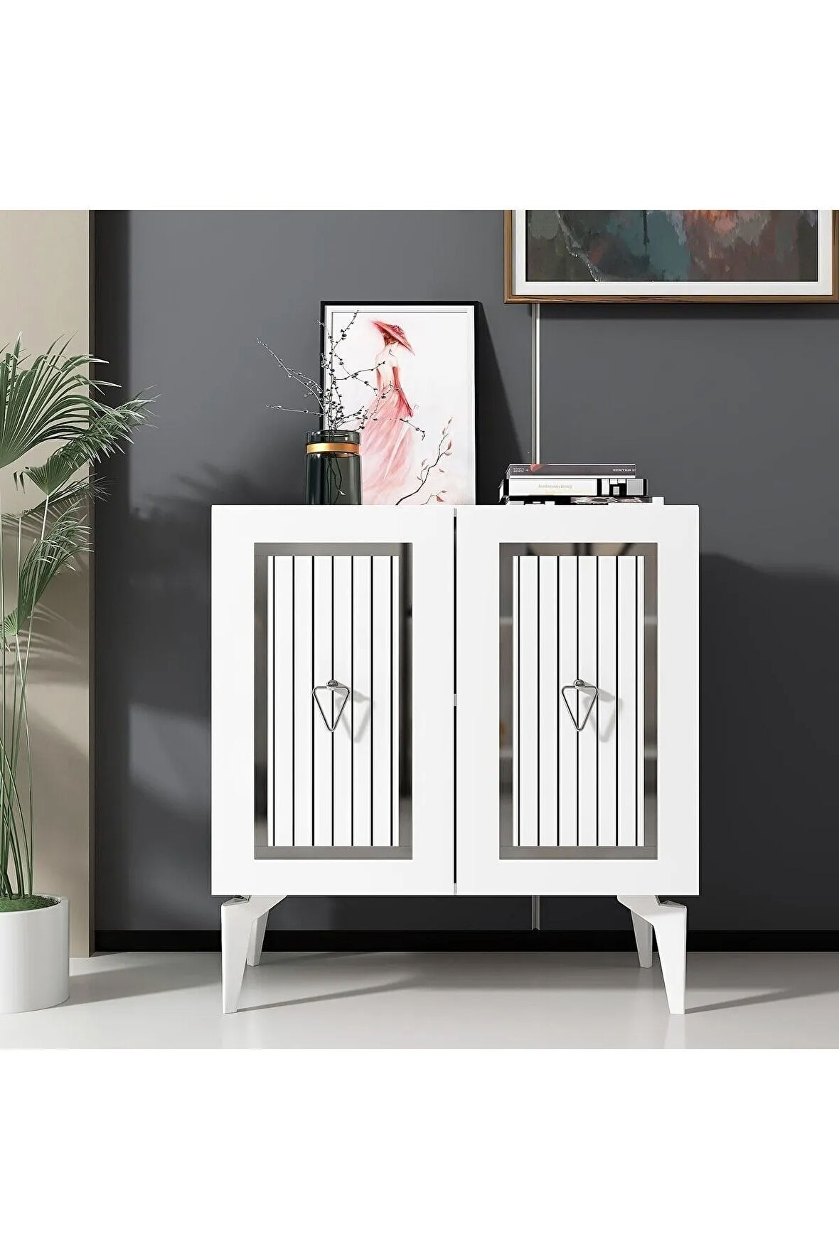 CAPRİDH 75 CM KONSOL BEYAZ GÜMÜŞ