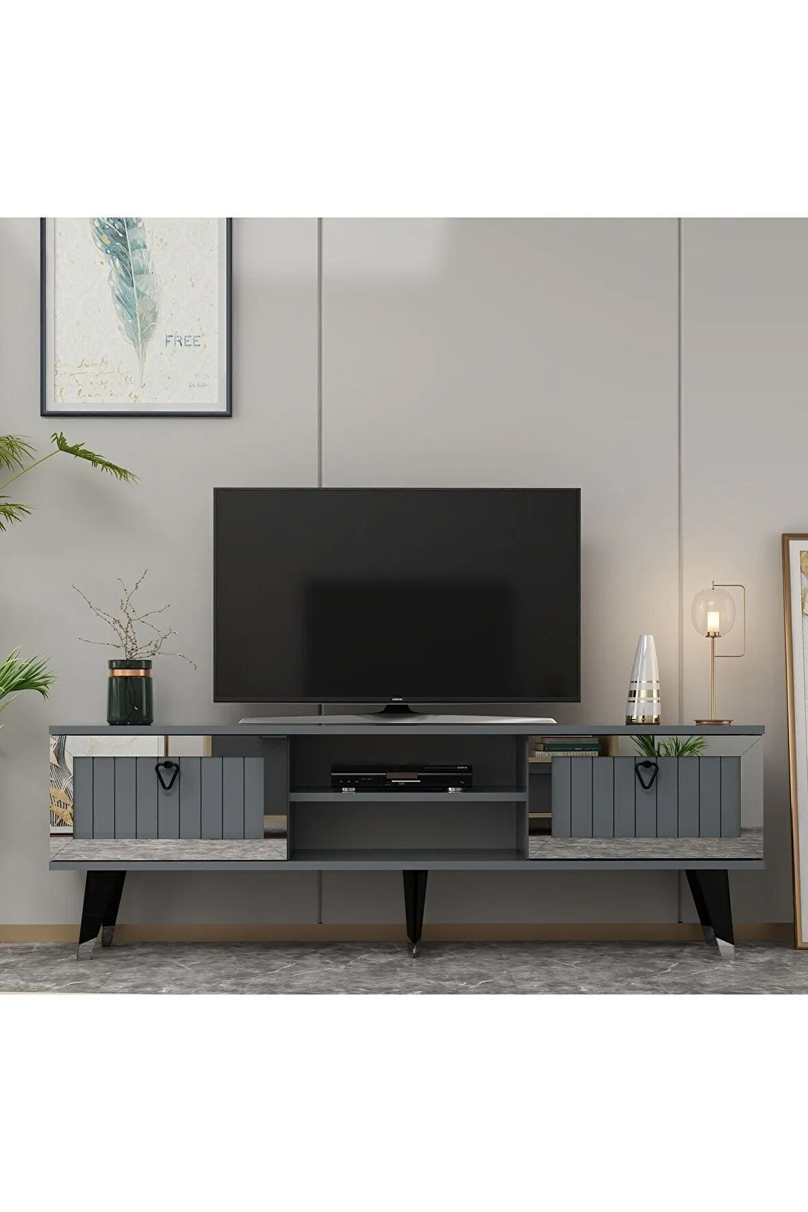 LİDYADH TV STAND ANTRASİT GÜMÜŞ