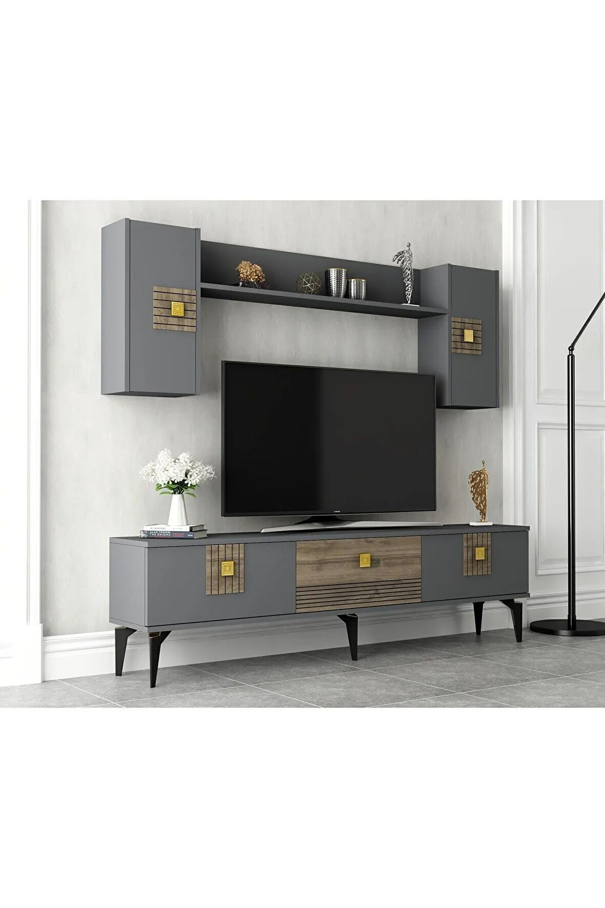 Lunadh 180 Cm Tv Ünitesi Antrasit Ceviz