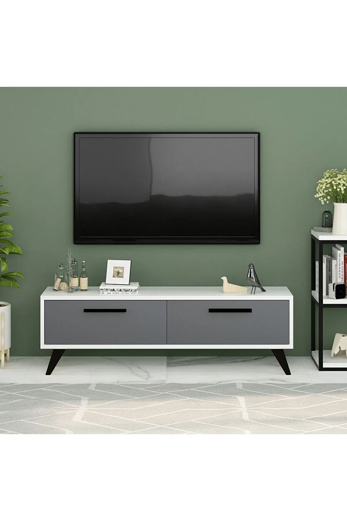 MELİSADH TV ÜNİTESİ 120 CM BEYAZ-ANTRASİT