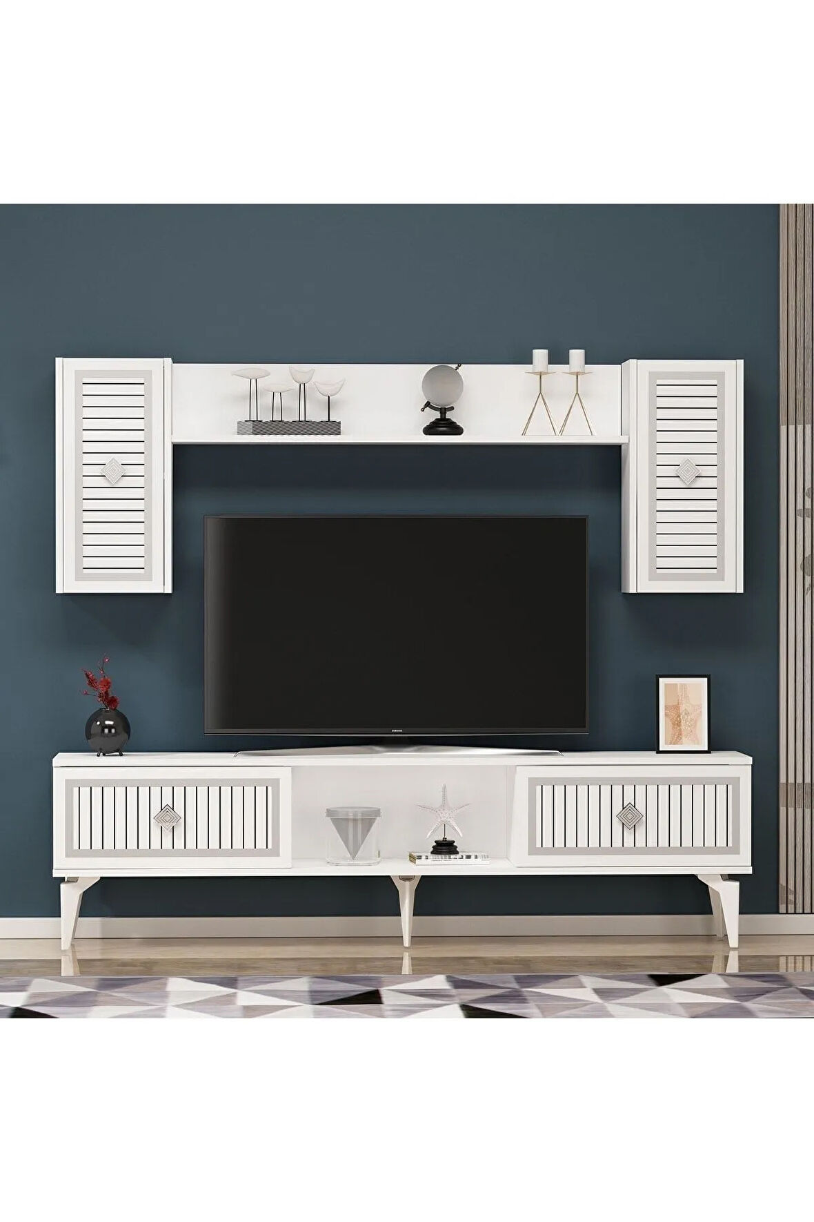 NİLDH 150 CM TV ÜNİTESİ BEYAZ GÜMÜŞ