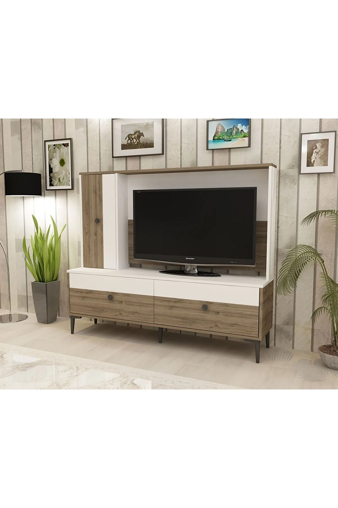 SİNDYDH TV ÜNİTESİ BEYAZ CEVİZ
