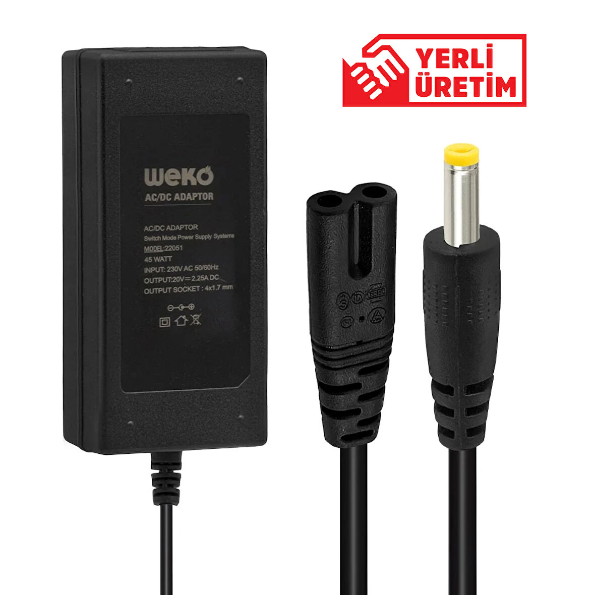 20 VOLT - 2.25 AMPER 4.0*1.7 UÇLU YERLİ ÜRETİM NOTEBOOK ADAPTÖR