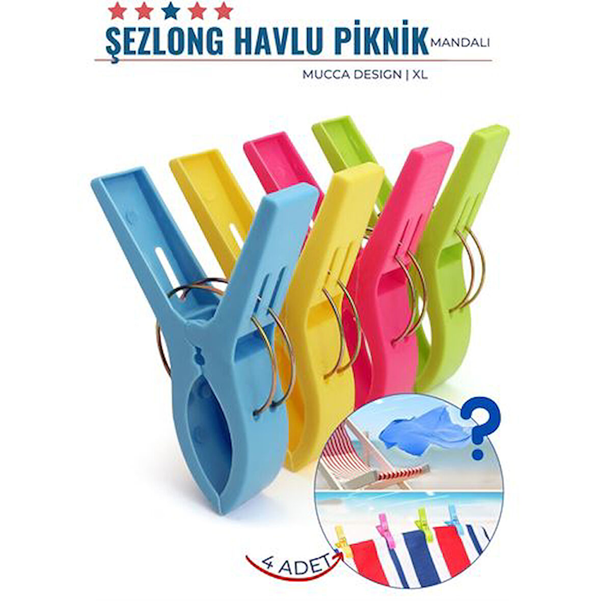 XL Plaj Havlu Şezlong Piknik Mandalı 4 ADET Mucca Design