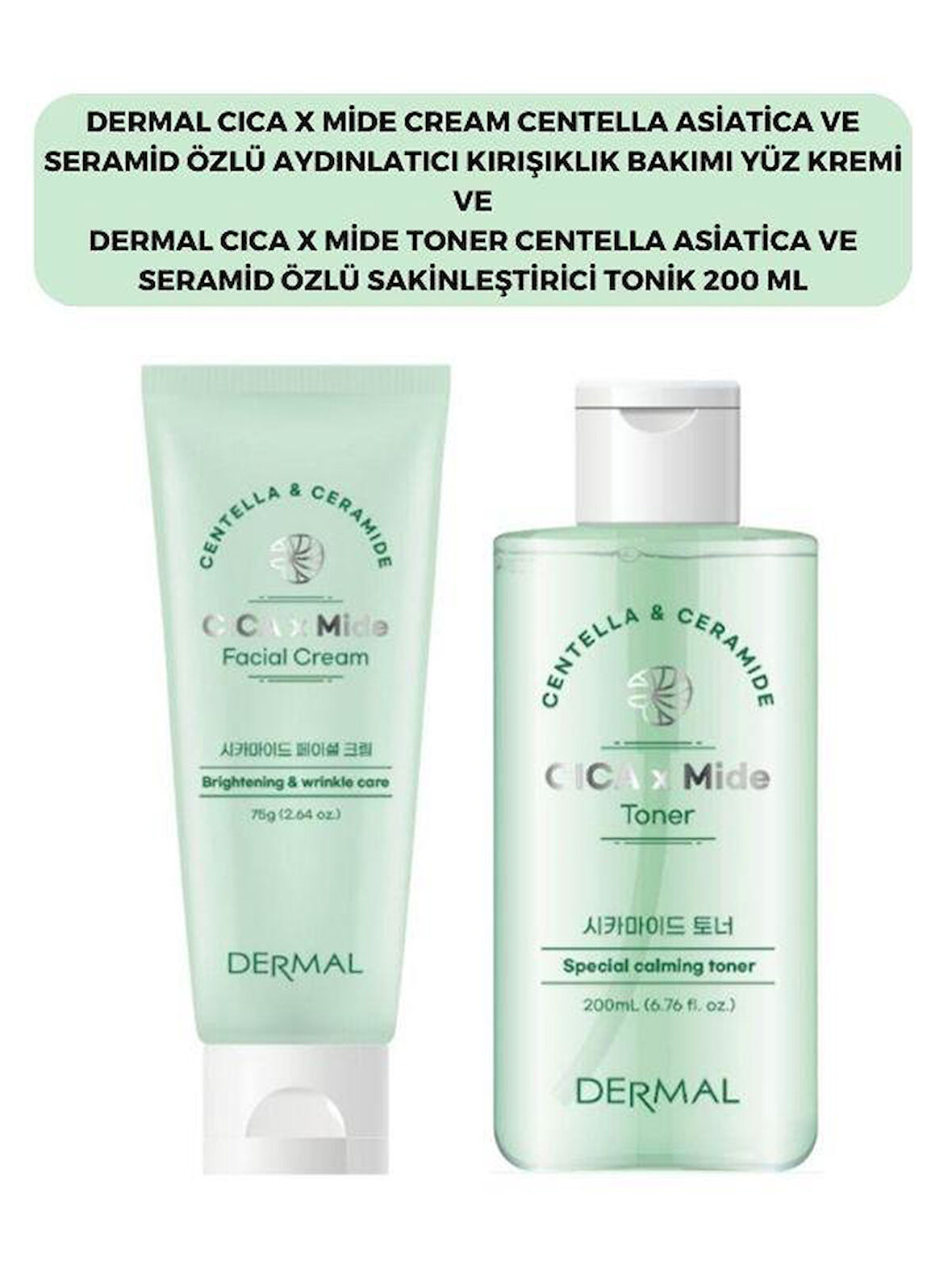 Dermal Cıca X Mide Centella Asiatica Özlü Yüz Kremi ve Tonik