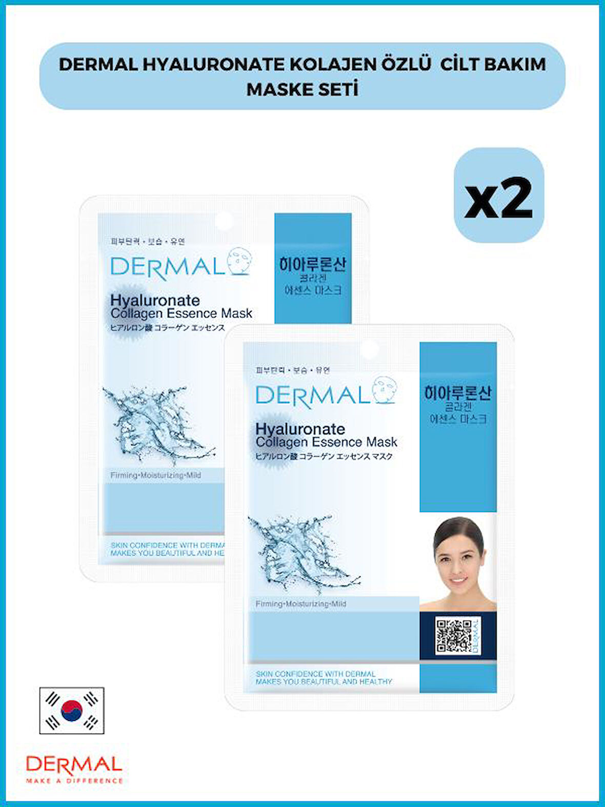 Dermal Hyaluronate Kolajen Özlü  Cilt Bakım Maske Seti