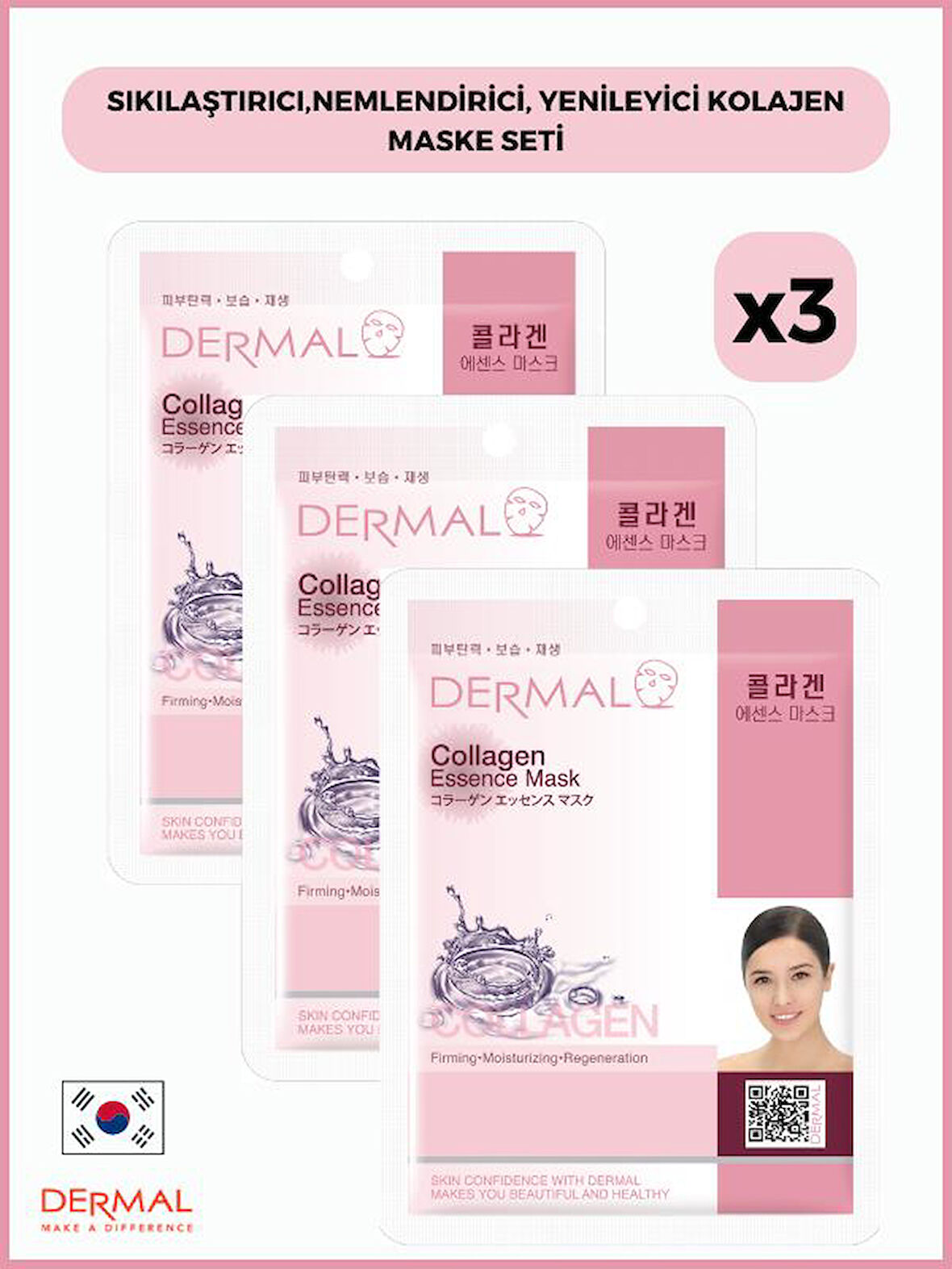 Dermal Sıkılaştırıcı,nemlendirici, Yenileyici Kolajen Maske 23 gr 3 Adet