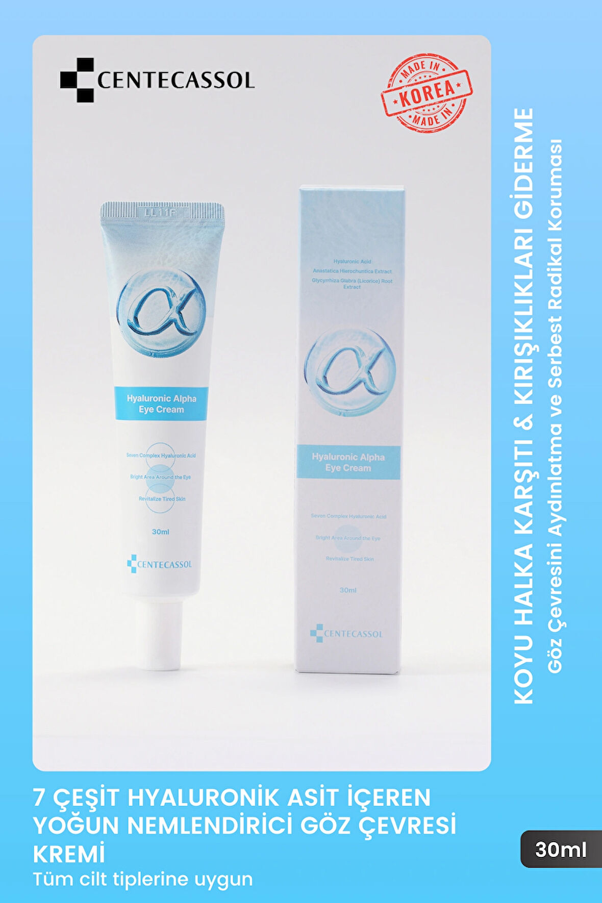 CENTECASSOL Göz Çevresine Özel Bakım: Hyaluronic Alpha Eye Cream ile Canlı Bakışlar