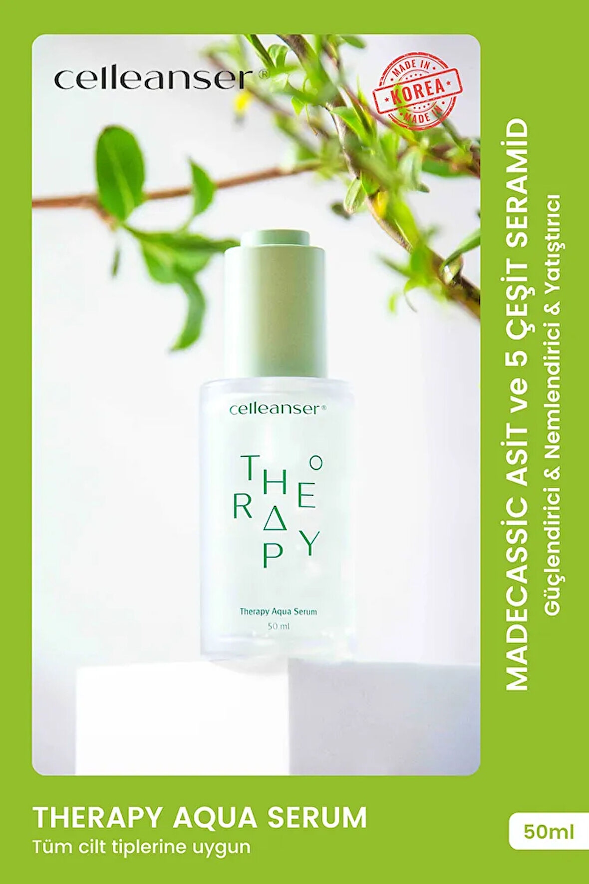 Madecassic Asit & 5 Çeşit Seramid İçeren Yatıştırıcı ve Nemlendirici Therapy Aqua Serum
